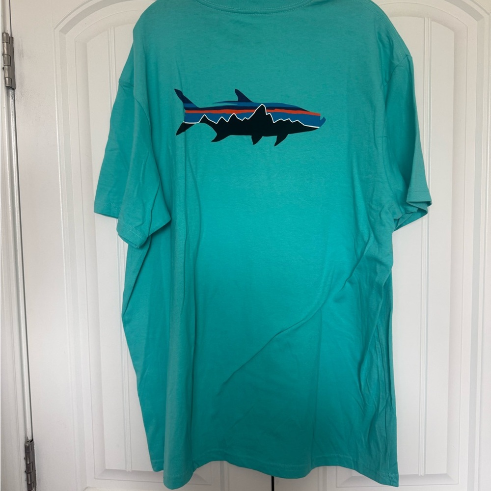 Patagonia Teal Short-Sleeve Logo Tee XL men’s NWT - Picture 3 of 4